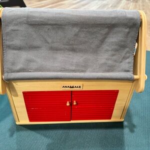 Anamalz Wooden Barn Playset - red doors and fabric roof